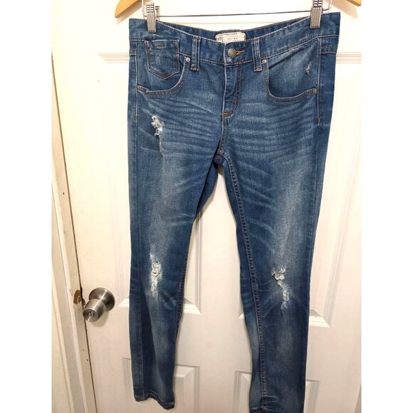 Free People Distressed Skinny Jeans Size 27 Blue Denim Mid-Rise Women's - Picture 2 of 7